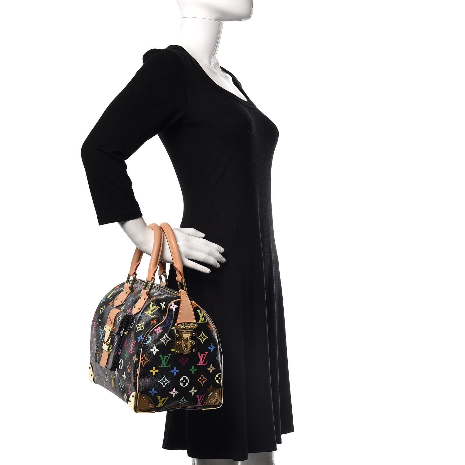 Louis Vuitton Monogram Multicolor Speedy 30 Black 2 of 9