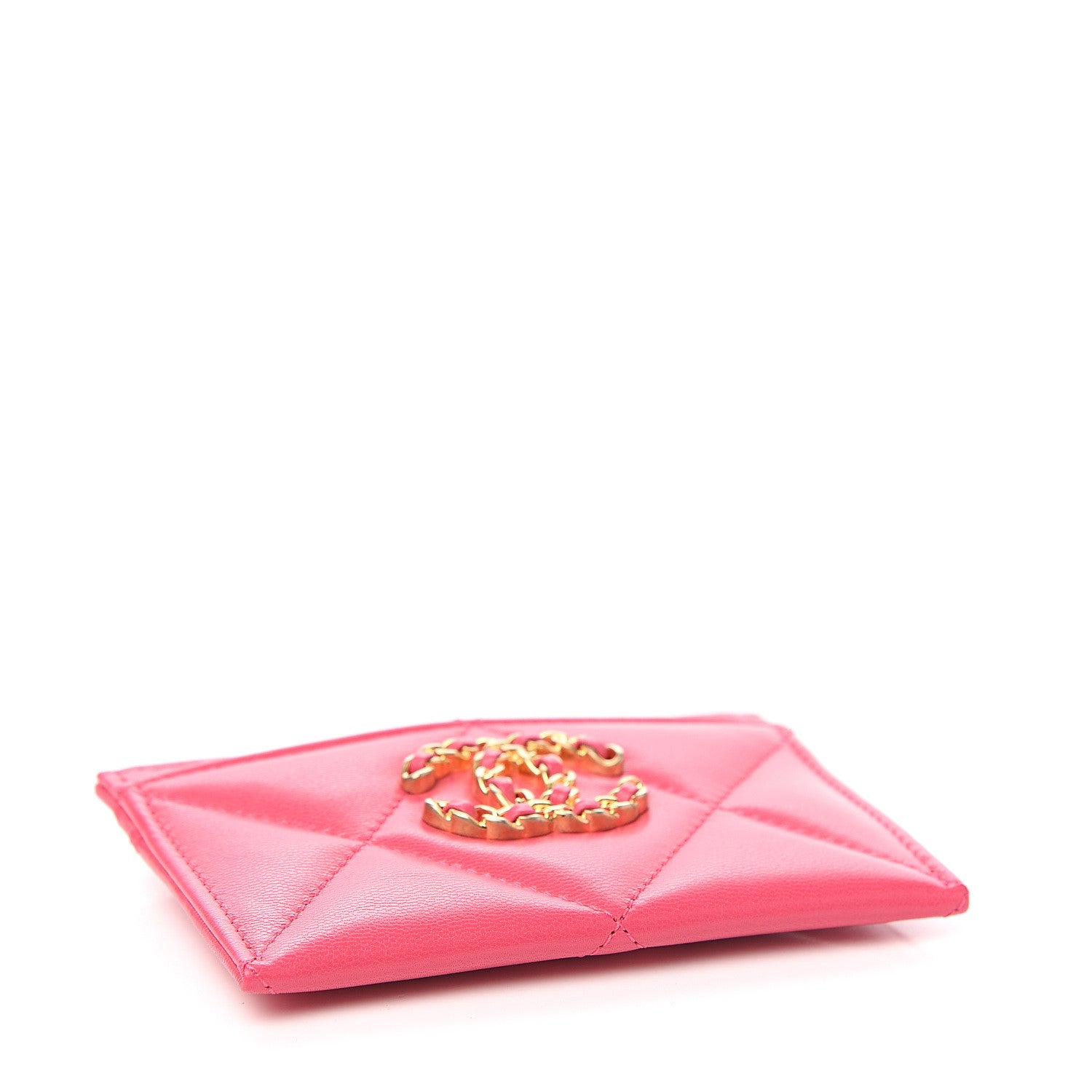 Chanel Shiny Goatskin Quilted 19 Card Holder Dark Pink 3 of 8