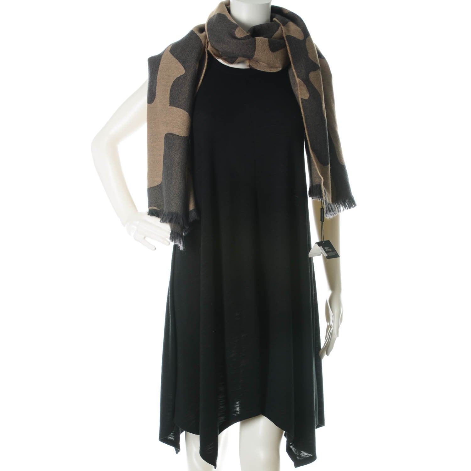 Burberry Cashmere Camoflauge Fringe Scarf Camel 2 of 4