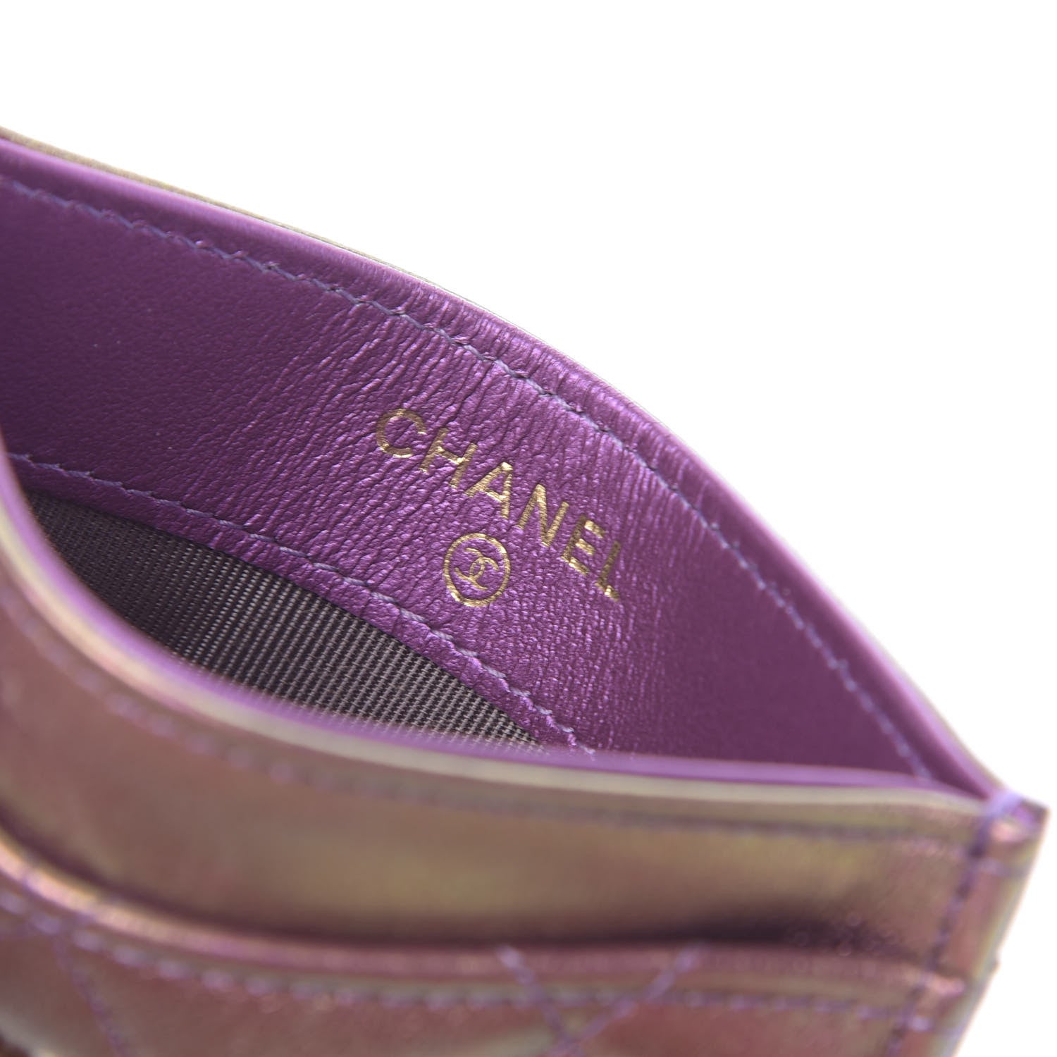 Chanel Iridescent Lambskin Quilted Card Holder Purple 6 of 8