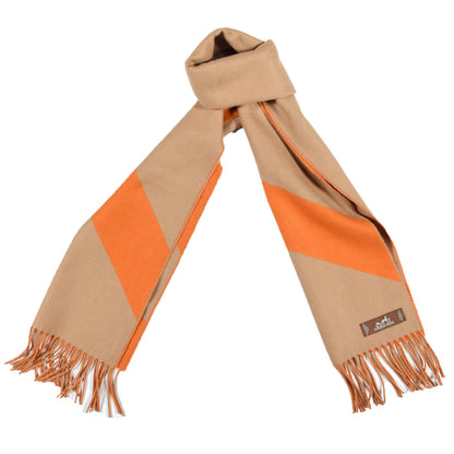 Hermes Cashmere Chevron Muffler Camel Mandarine 1 of 6