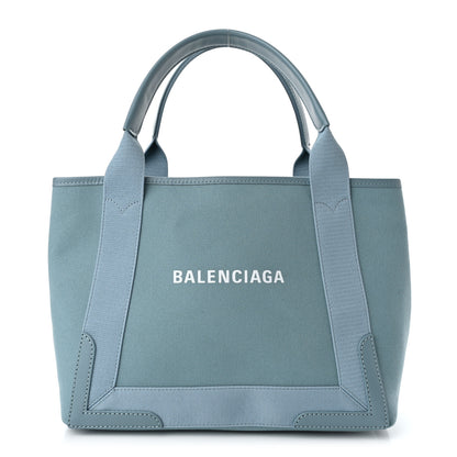 Balenciaga Cotton Canvas Calfskin S Navy Cabas Blue 2 of 12