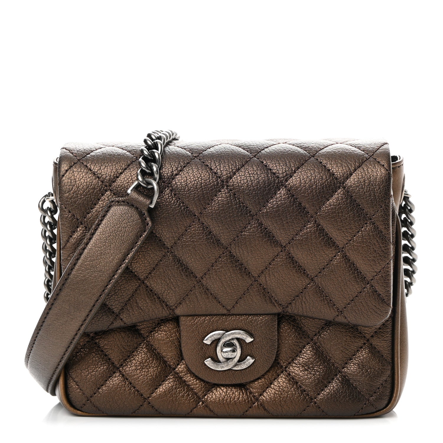 Chanel Metallic Goatskin Quilted Mini Square Flap Bronze 1 of 11