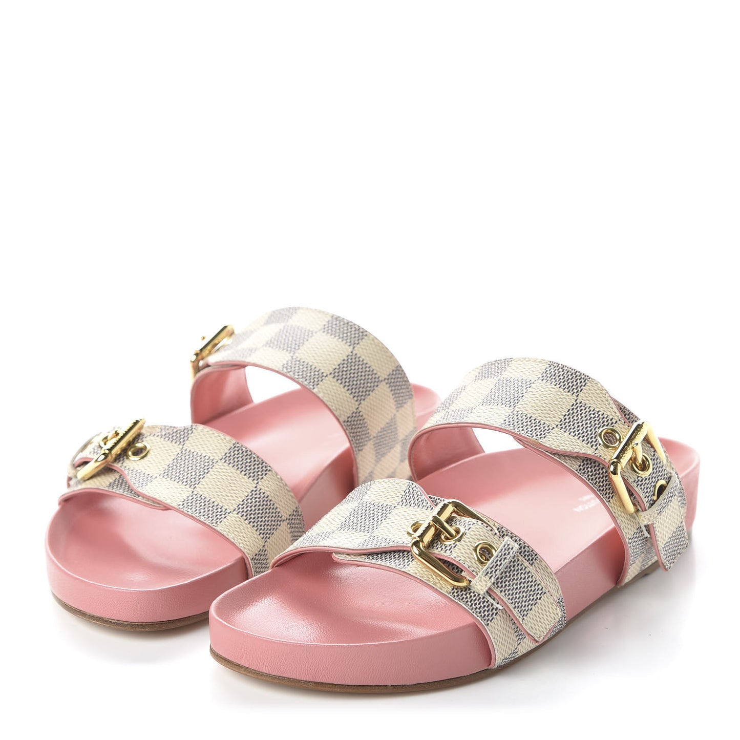 Damier Azur Bom Dia Flat Mules 35 Rose Clair