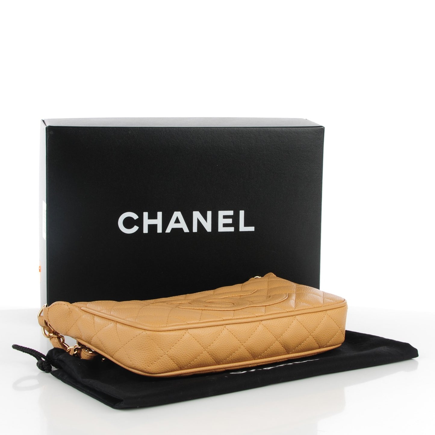 Caviar Quilted Shoulder Bag Beige