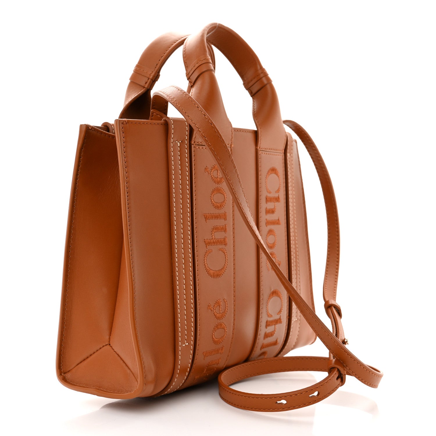 Chloe Calfskin Small Woody Tote Caramel 2 of 9