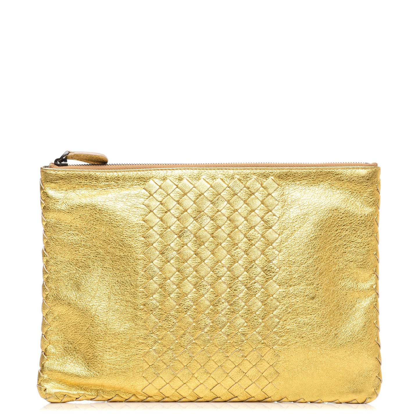 Metallic Intrecciato Pouch Light Gold