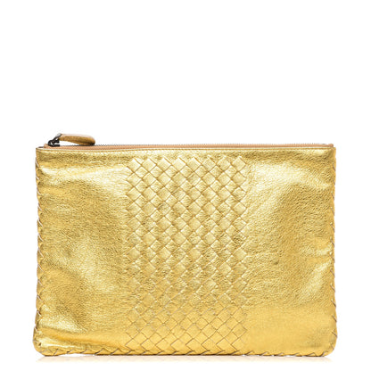 Bottega Veneta Metallic Intrecciato Pouch Light Gold 1 of 6