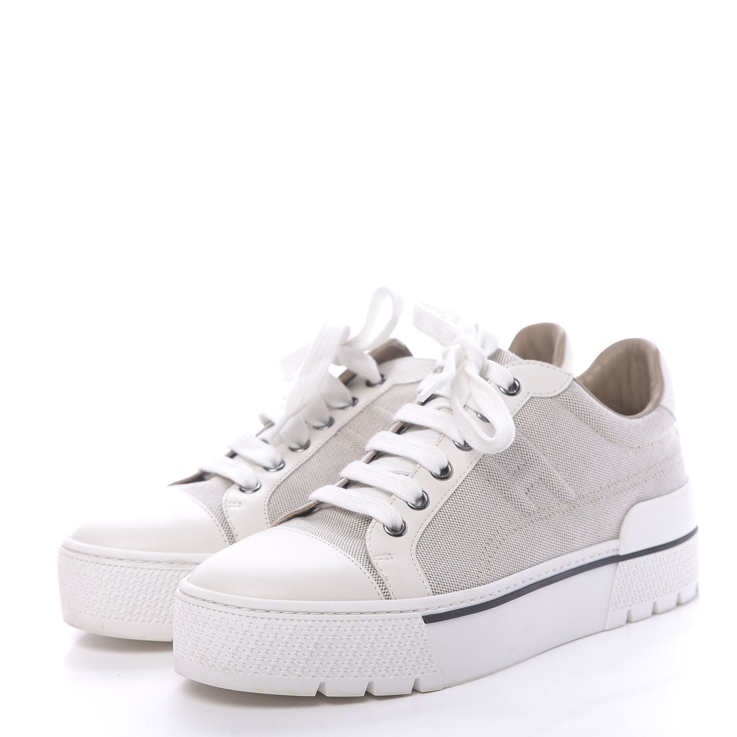 Canvas Calfskin Womens Voltage Sneakers 36.5 Prunoir White