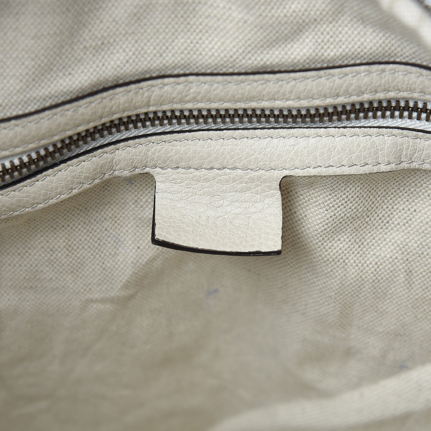 Grained Calfskin Logo Half Moon Hobo White
