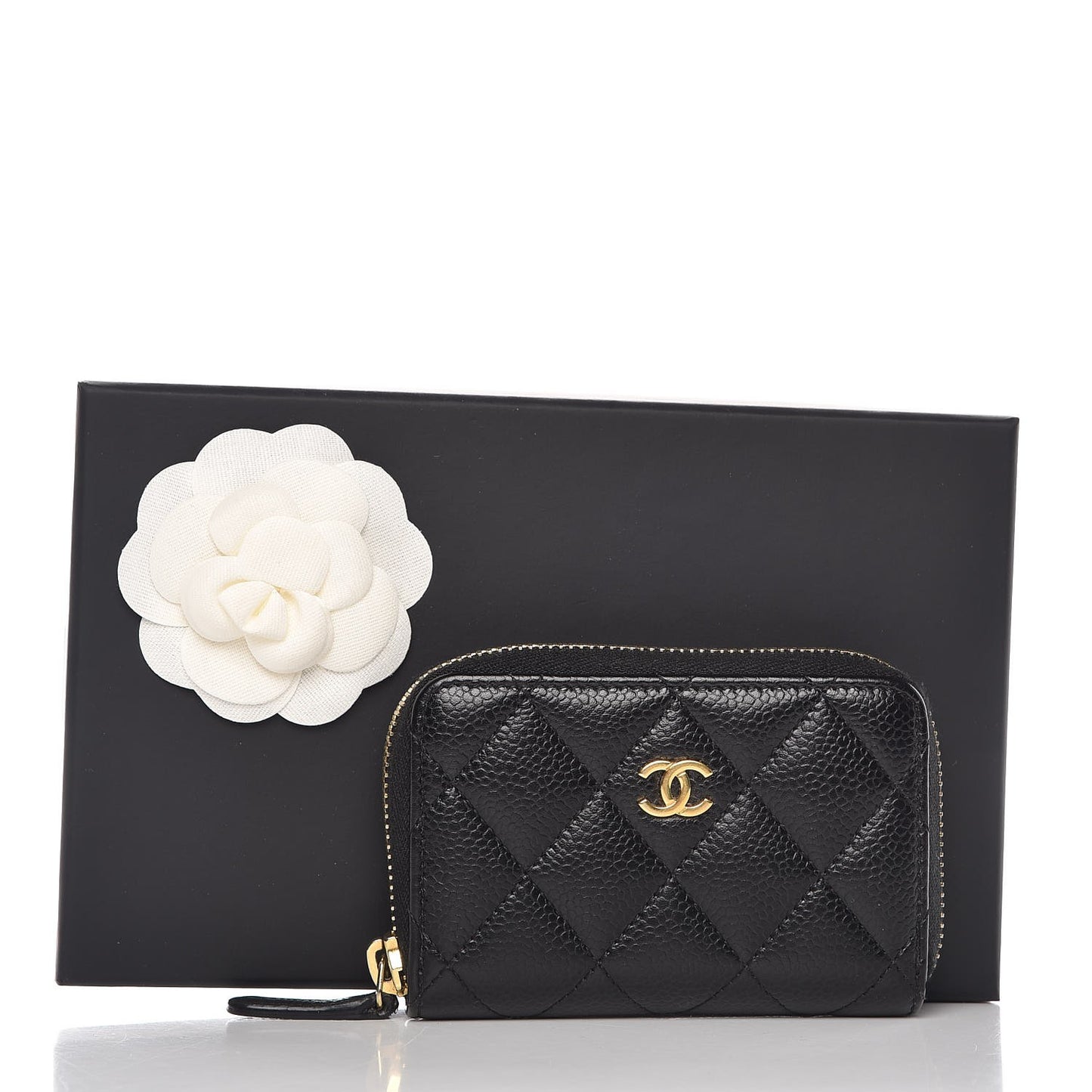 Caviar Quilted Zip Coin Purse Black