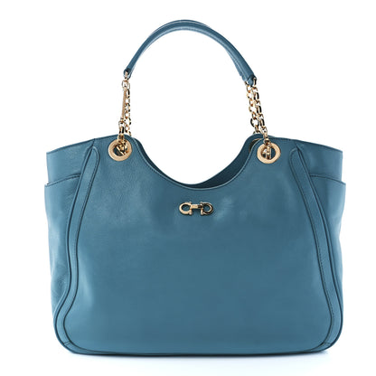 Salvatore Ferragamo Buffalo Betulla Tote Teal 1 of 11