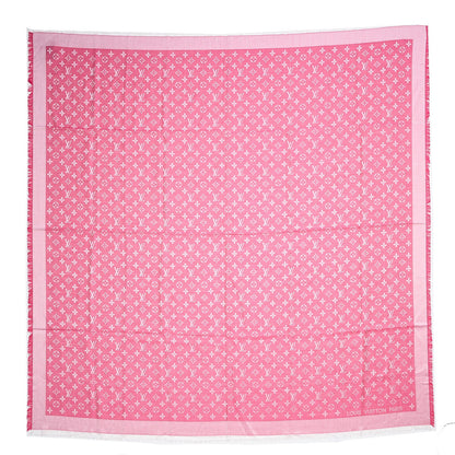 Louis Vuitton Silk Wool Monogram Denim Shawl Pivoine 1 of 4