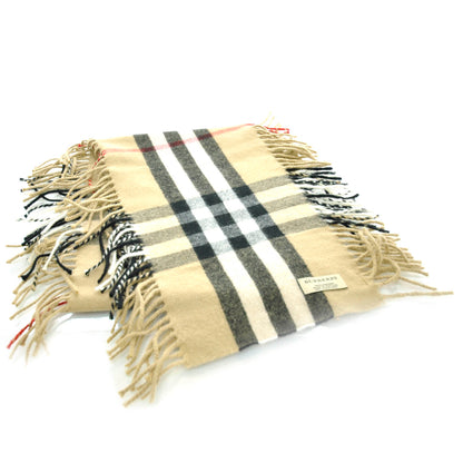 Burberry Cashmere Classic Check Fringe Scarf Camel 1 of 4