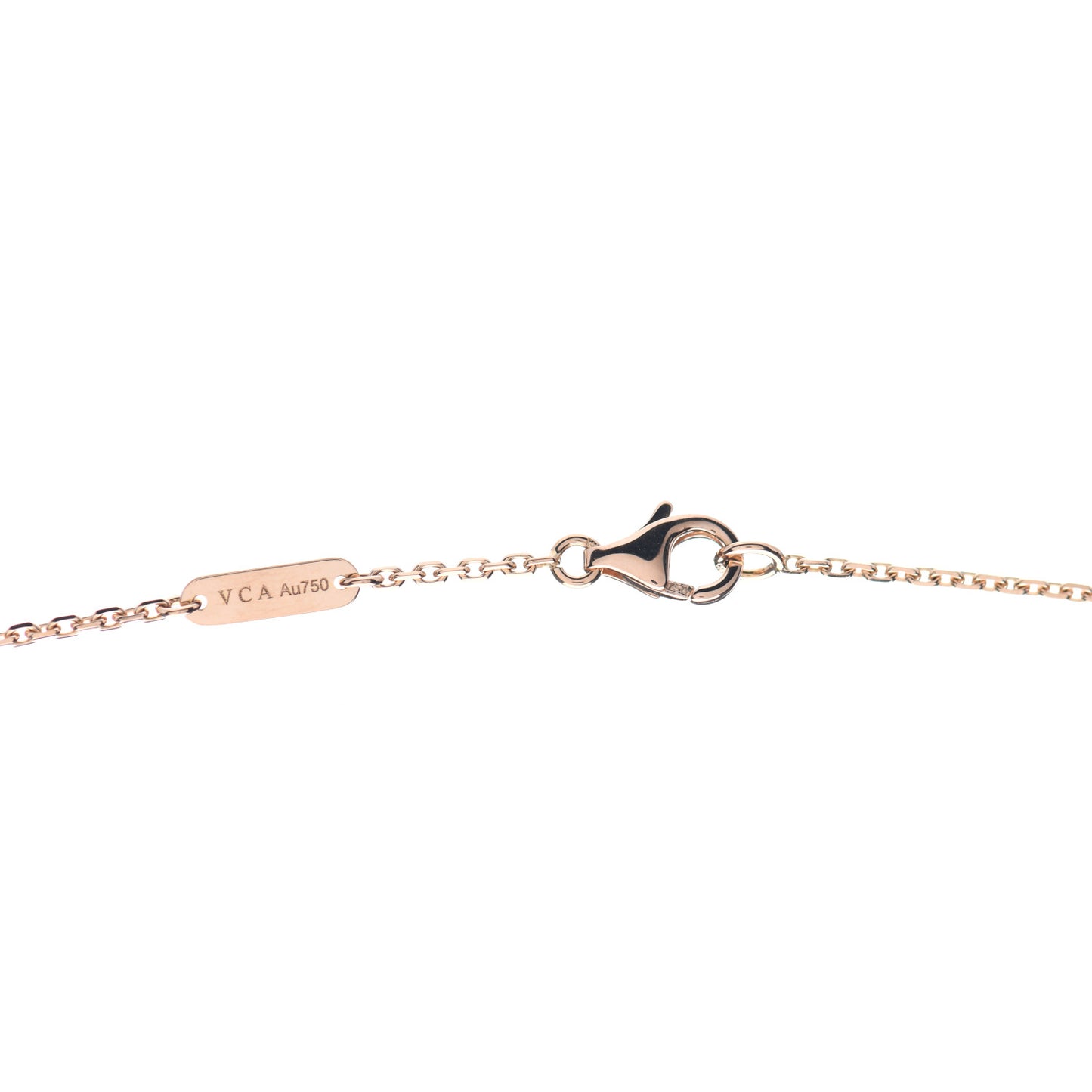 18K Rose Gold Diamond Pink Porcelain Vintage Alhambra Pendant Necklace