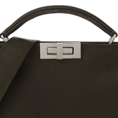 Fendi Nylon Vitello Cover Logo Embossed Medium Peekaboo I SEE U Satchel Ebano Sunflower 7 of 14