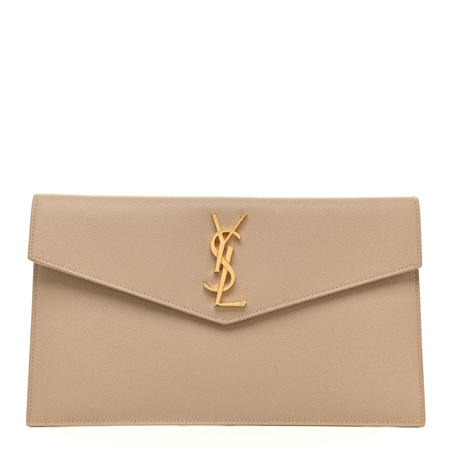Saint Laurent Grain De Poudre Uptown Pouch Dark Beige 1 of 10