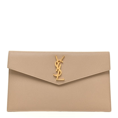 Saint Laurent Grain De Poudre Uptown Pouch Dark Beige 1 of 10