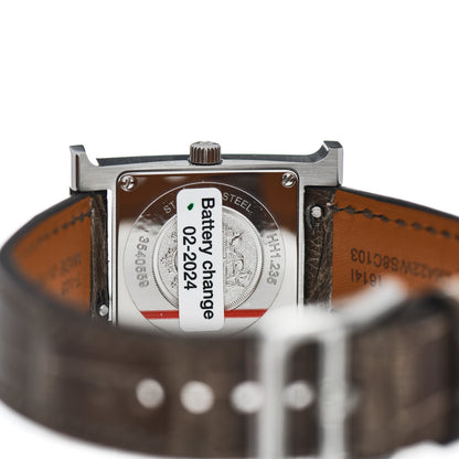 Hermes Stainless Steel Alligator Diamond Bezel Mother of Pearl 21mm Heure H Hour Quartz Watch Gris Elephant 4 of 5