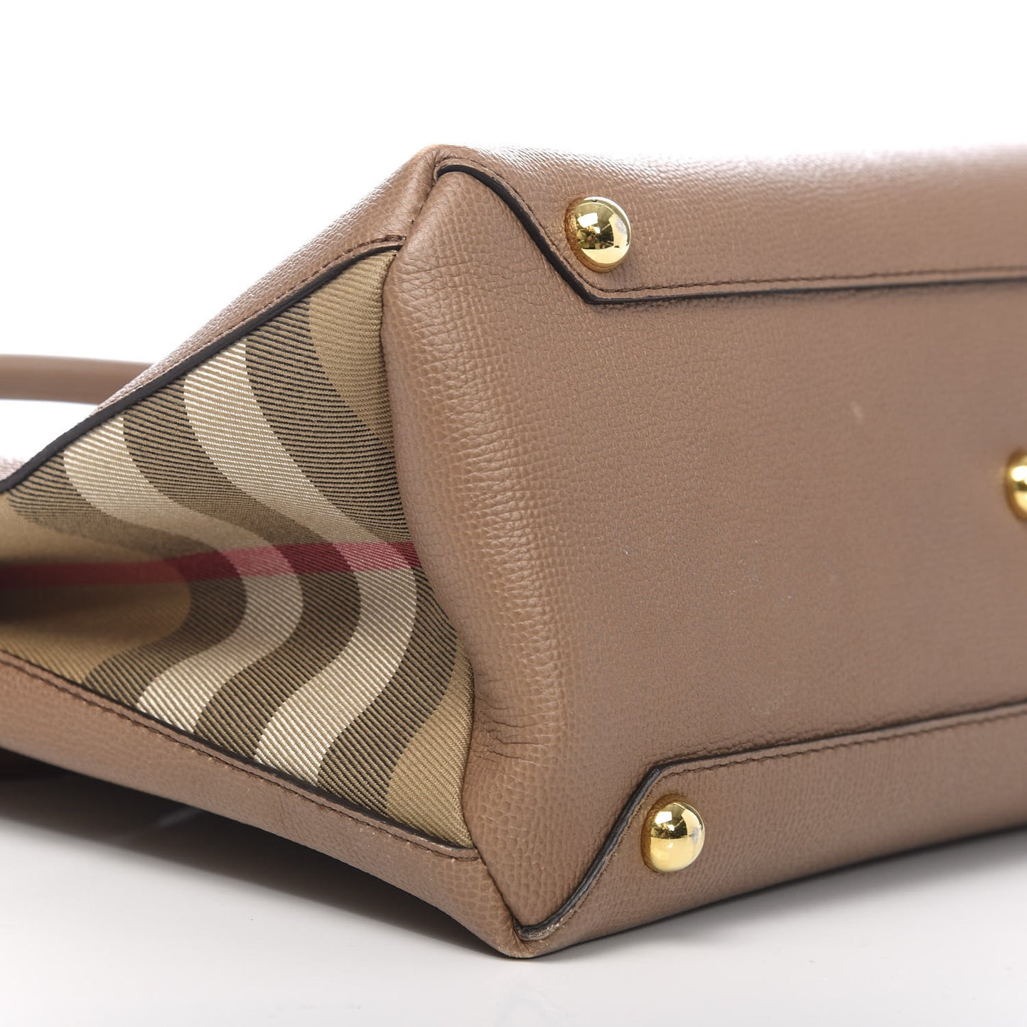 Grainy Calfskin House Check Medium Banner Tote Dark Sand