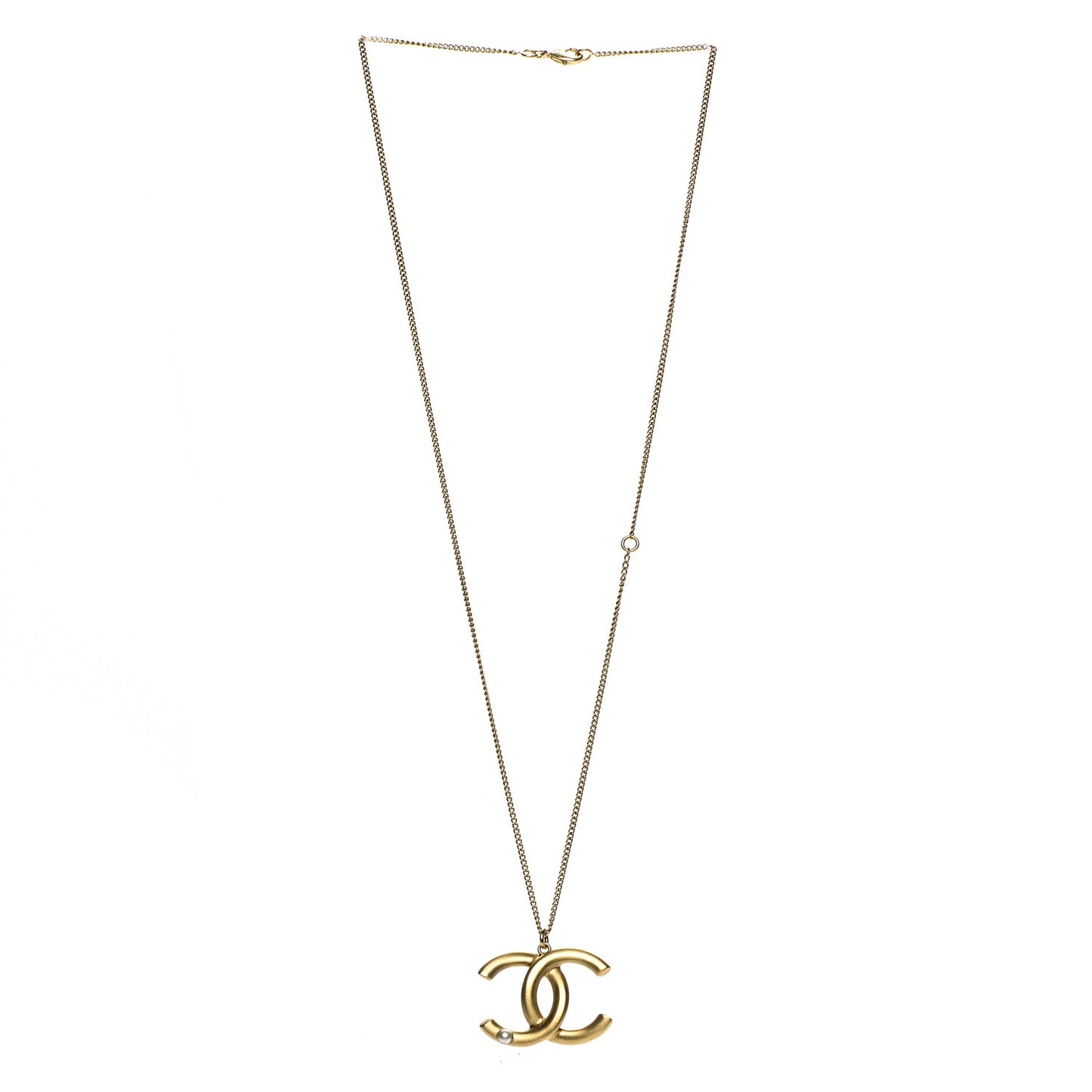 Pearl CC Pendant Necklace Gold