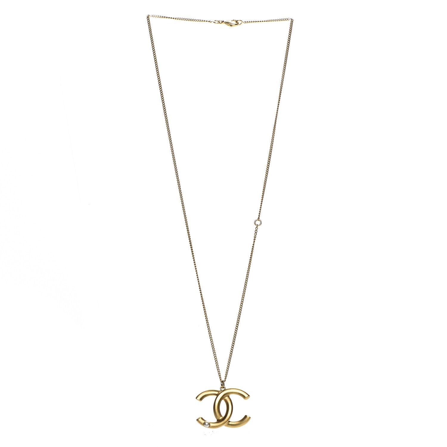 Chanel Pearl CC Pendant Necklace Gold 3 of 6