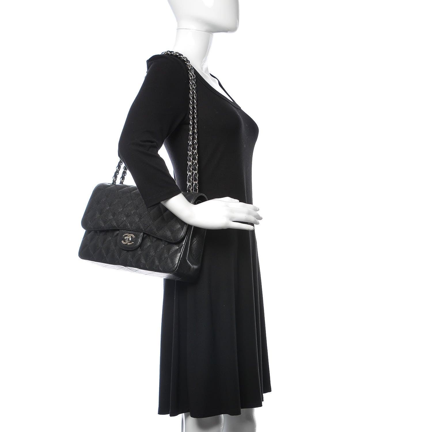 Chanel Caviar Quilted Jumbo Double Flap Black 2 of 9