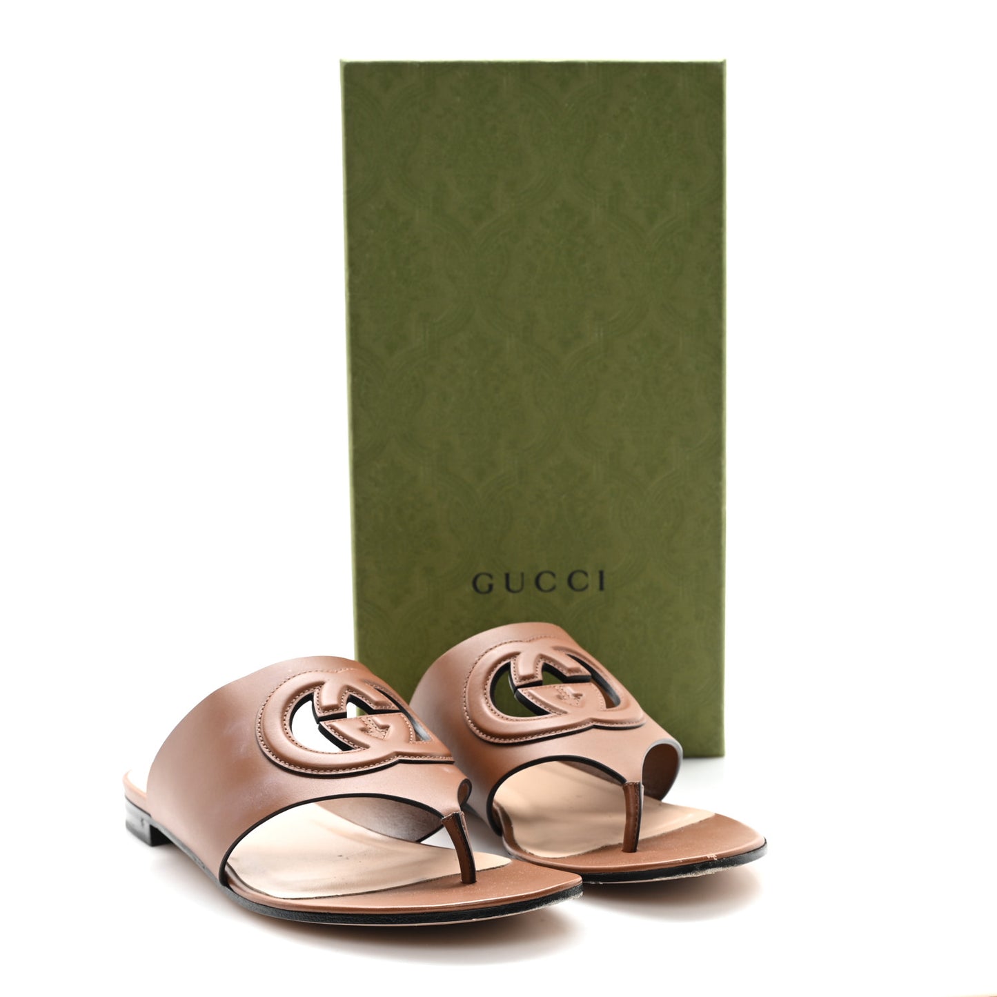 Sierra Calfskin Interlocking G Cut Out Thong Sandals 40 Cuir