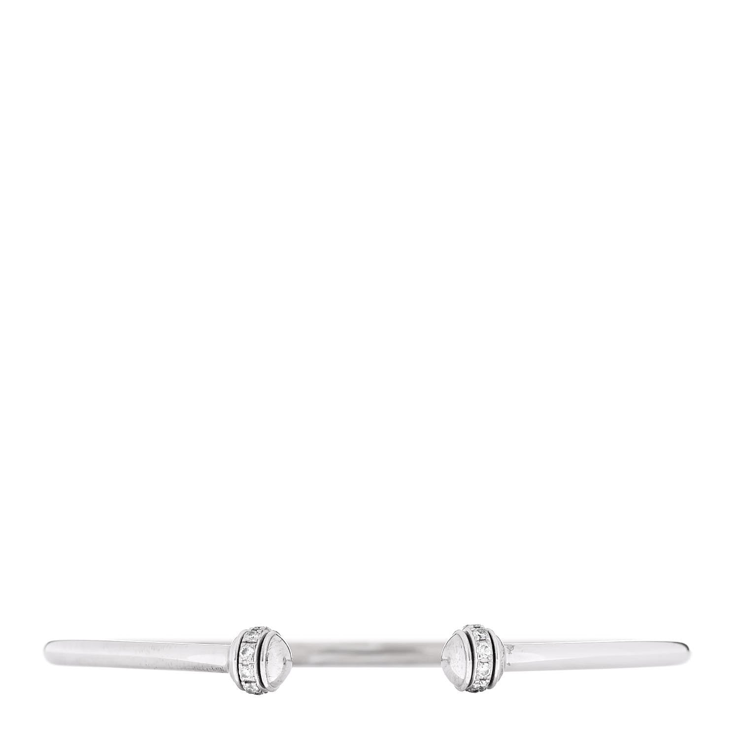 Piaget 18K White Gold Diamond Thin Possession Open Bangle Bracelet 1 of 4