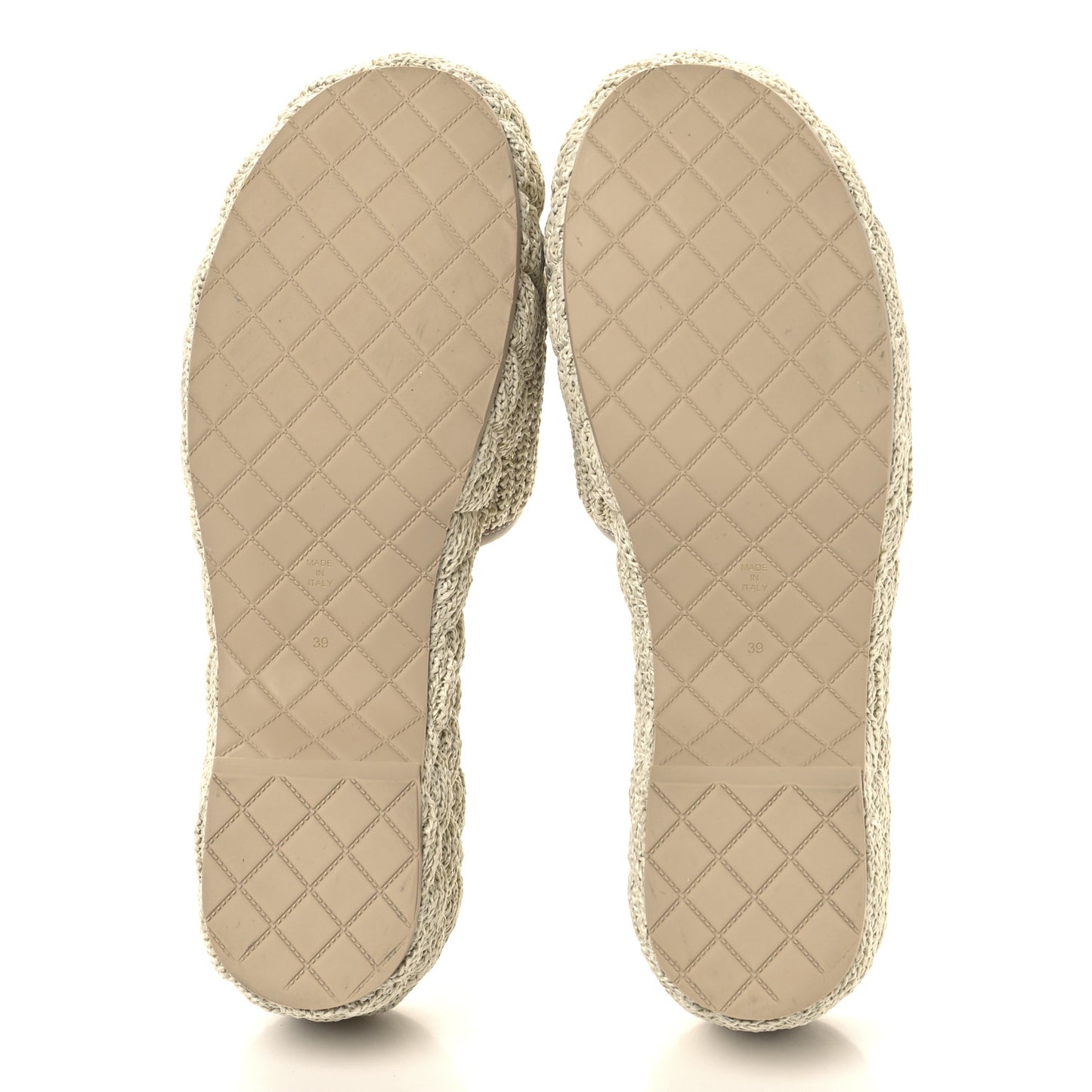 Fabric Quilted CC Platform Mules 39 Ivory