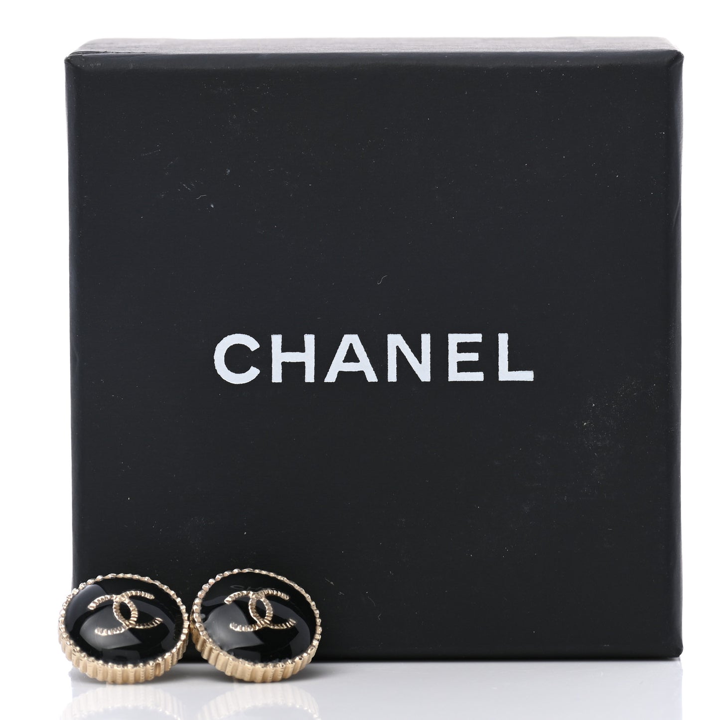 Enamel CC Earrings Gold Black