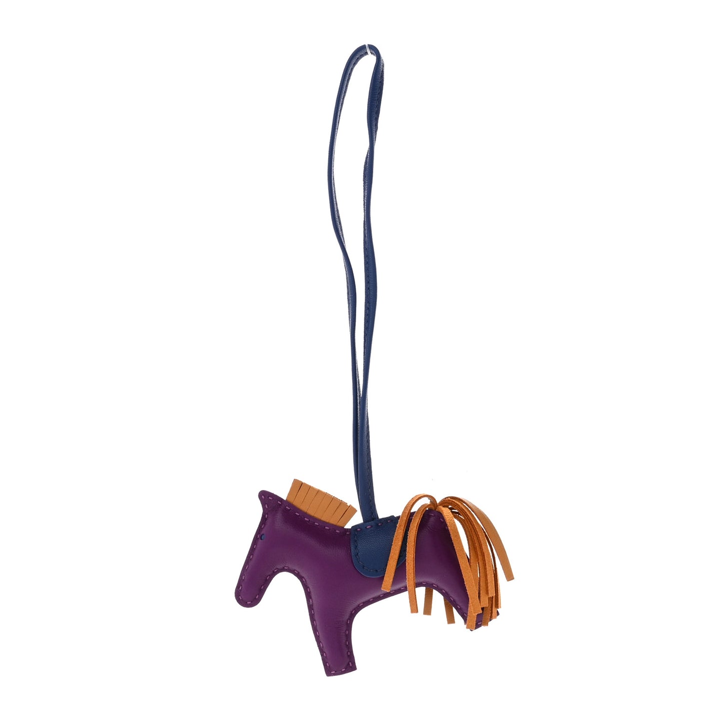 Milo Lambskin Grigri Rodeo Horse Bag Charm PM Violet Sesame Bleu Saphir