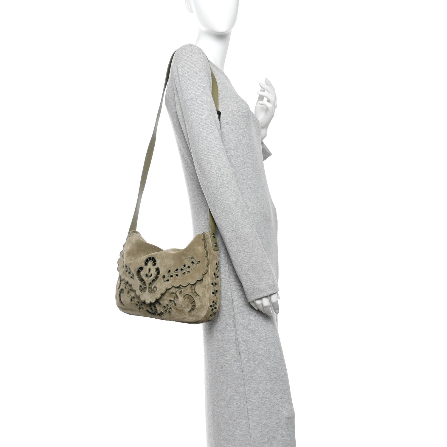 Chanel Suede CC Eyelet Messenger Khaki 2 of 10