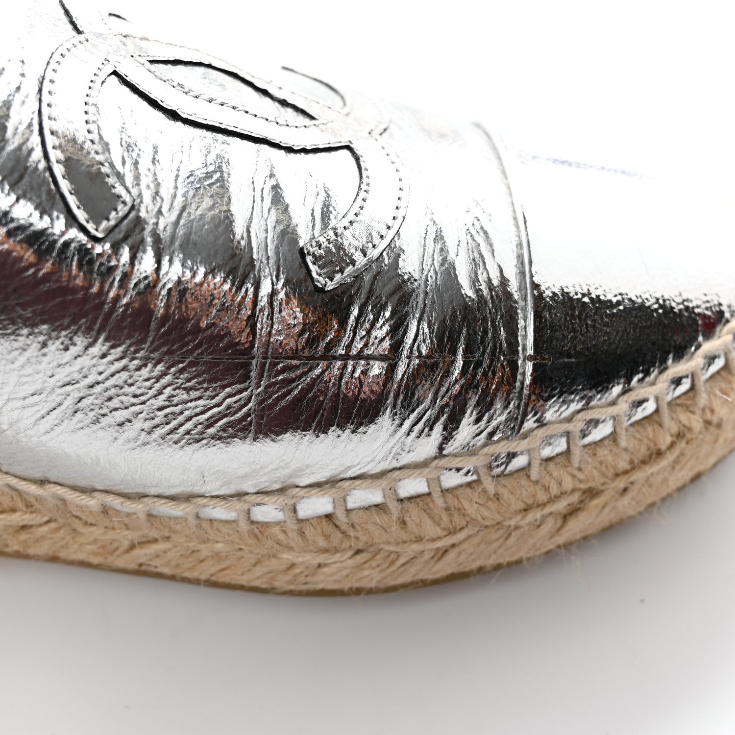 Chanel Laminated Goatskin CC Espadrilles 39 Silver 11 of 15