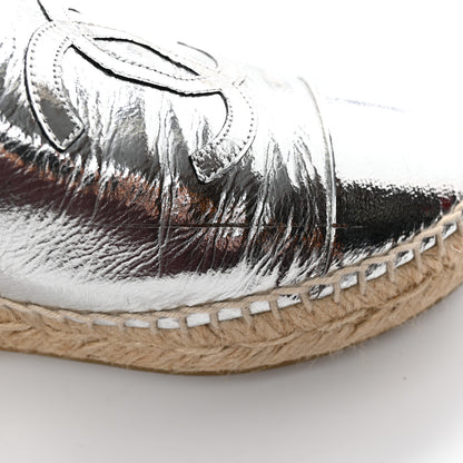 Chanel Laminated Goatskin CC Espadrilles 39 Silver 11 of 15