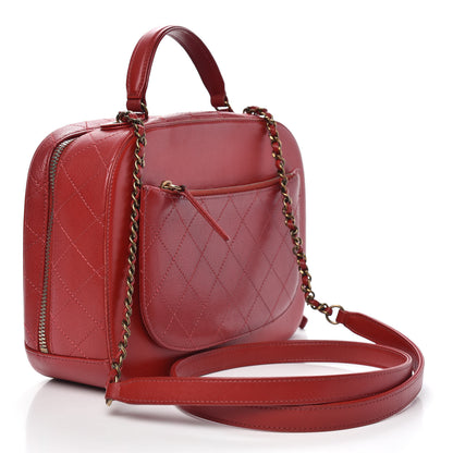 Chanel Shiny Calfskin Goatskin Quilted Coco Curve Vanity Red 3 of 14