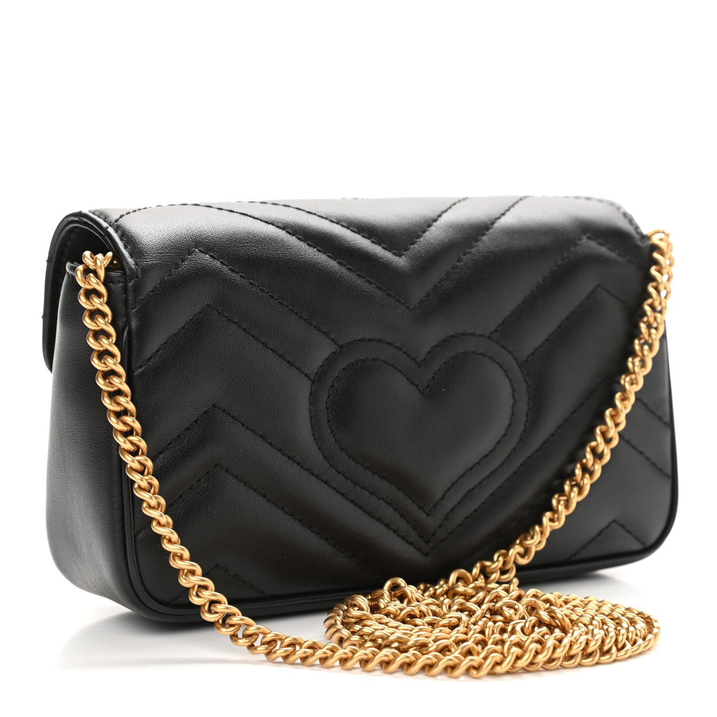 Calfskin Matelasse Super Mini GG Marmont Shoulder Bag Black