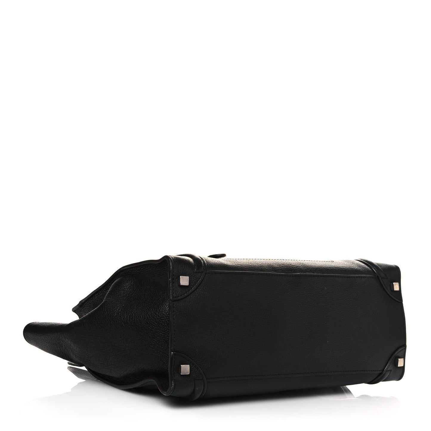 Drummed Calfskin Shoulder Luggage Black
