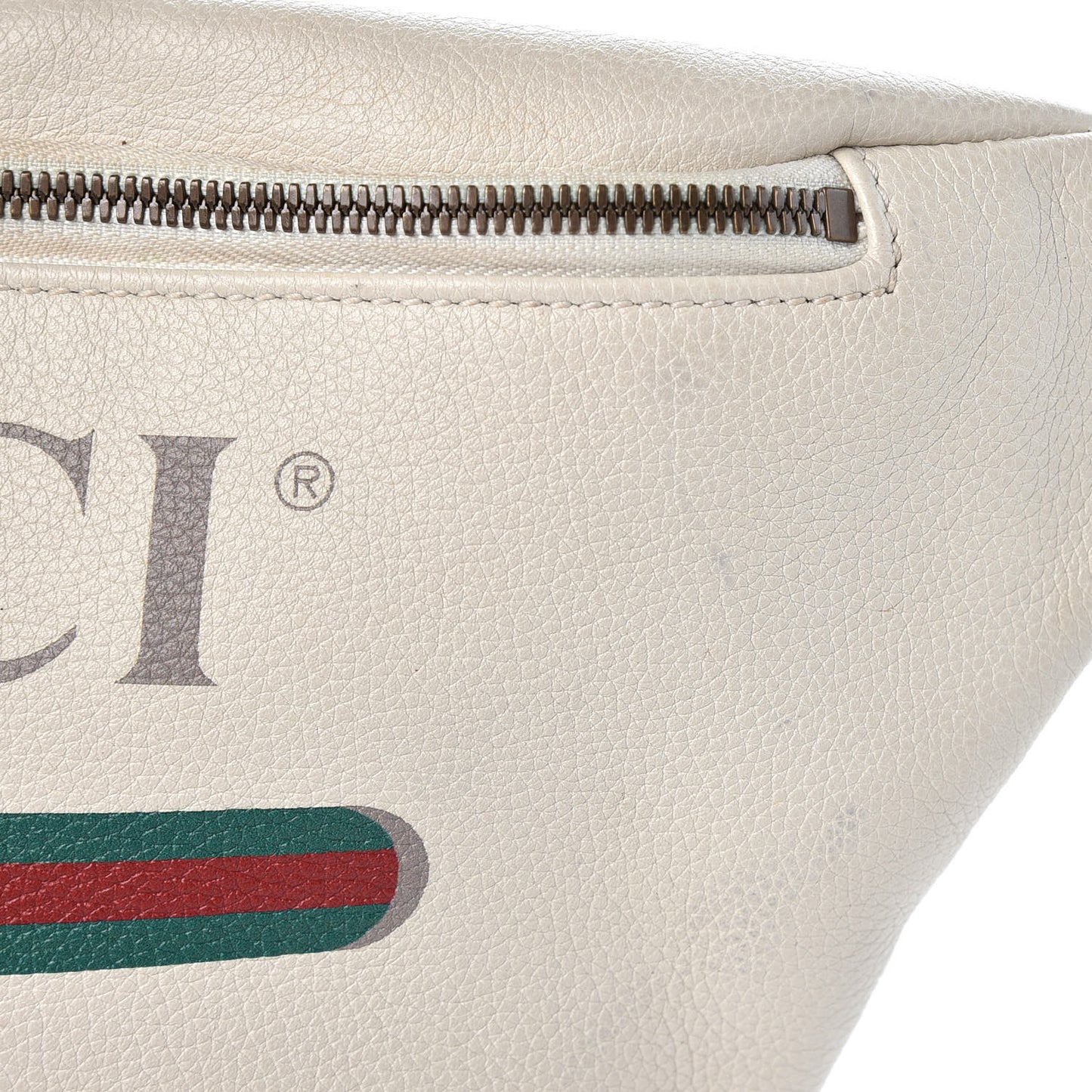 Grained Calfskin Logo Belt Bag White