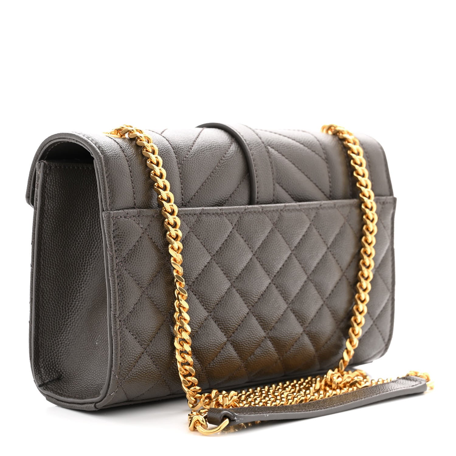 Saint Laurent Grain De Poudre Textured Mixed Matelasse Triquilt Small Monogram Satchel Pebble 3 of 9