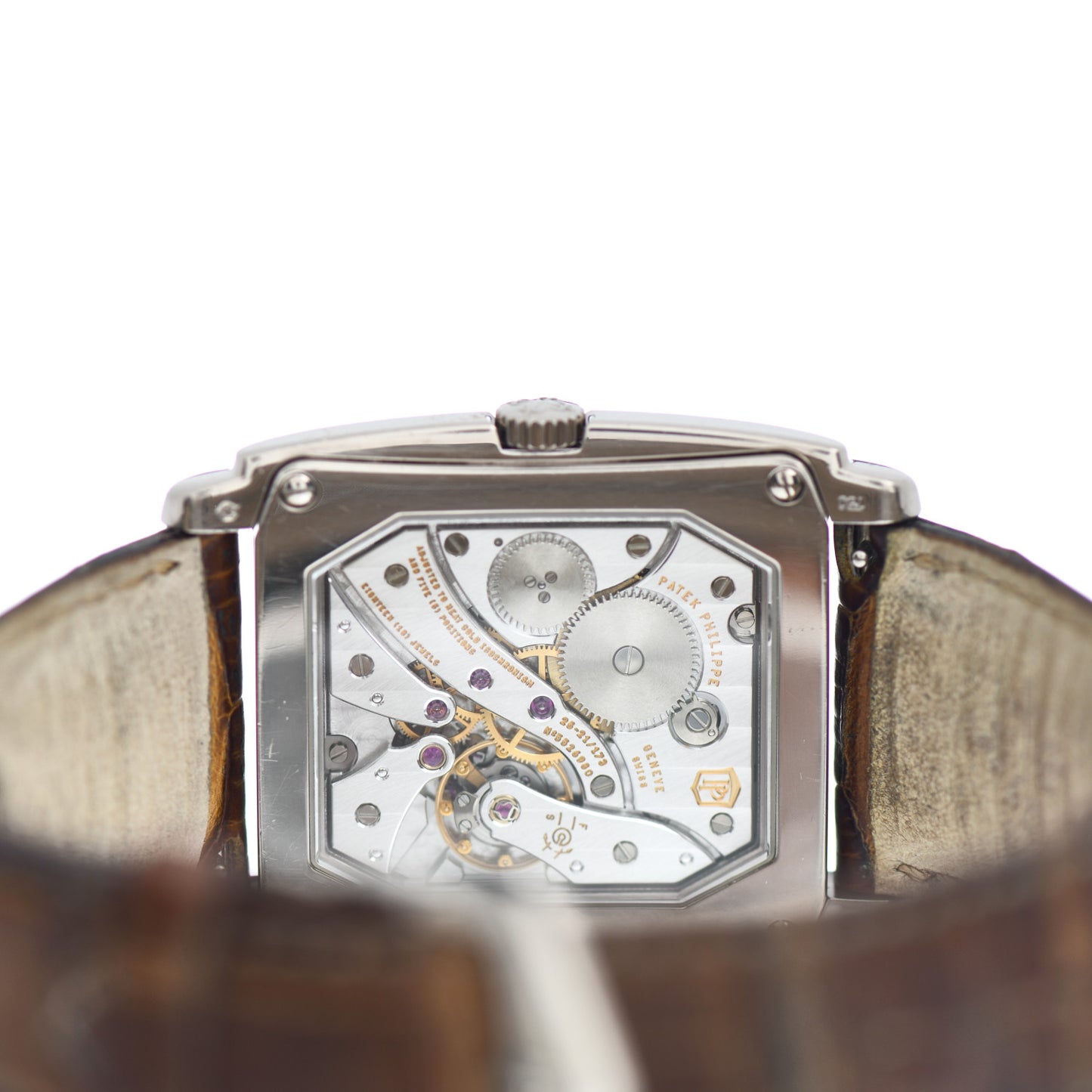 18K White Gold Alligator 33mm Gondolo Manual Winding Watch Champagne 5124G-001