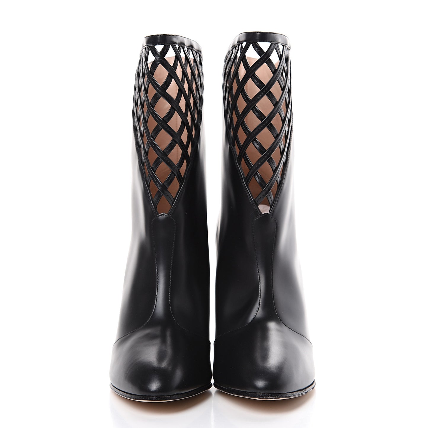 Plume Calfskin Damir Lattice Cutout Boots 38.5 Black