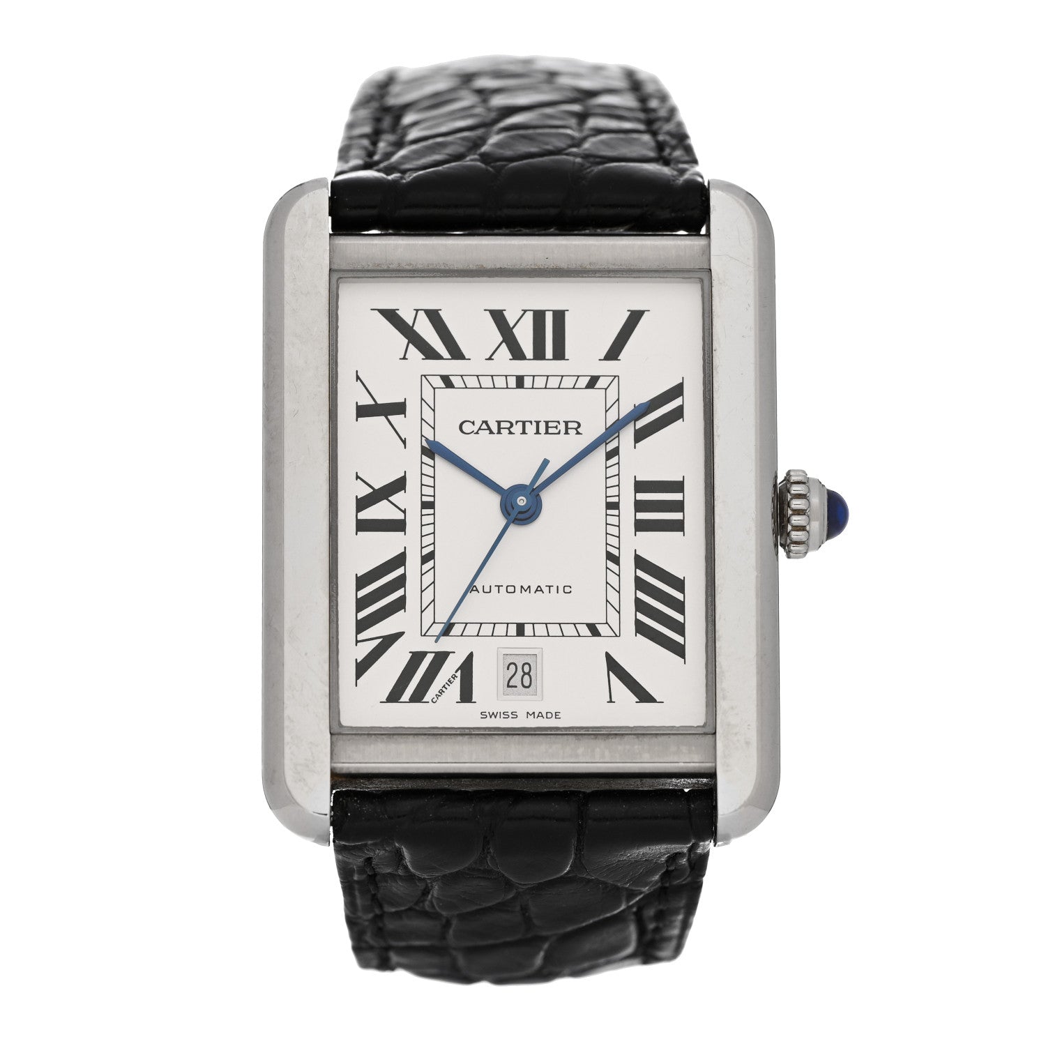 Cartier Stainless Steel Alligator 31mm Tank Solo Automatic Watch 1 of 6