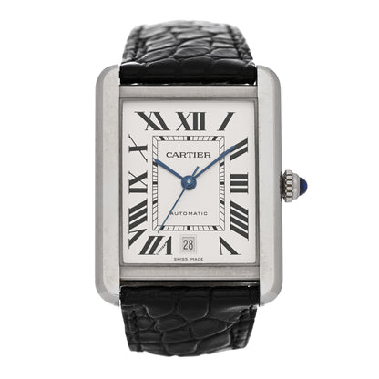 Cartier Stainless Steel Alligator 31mm Tank Solo Automatic Watch 1 of 6
