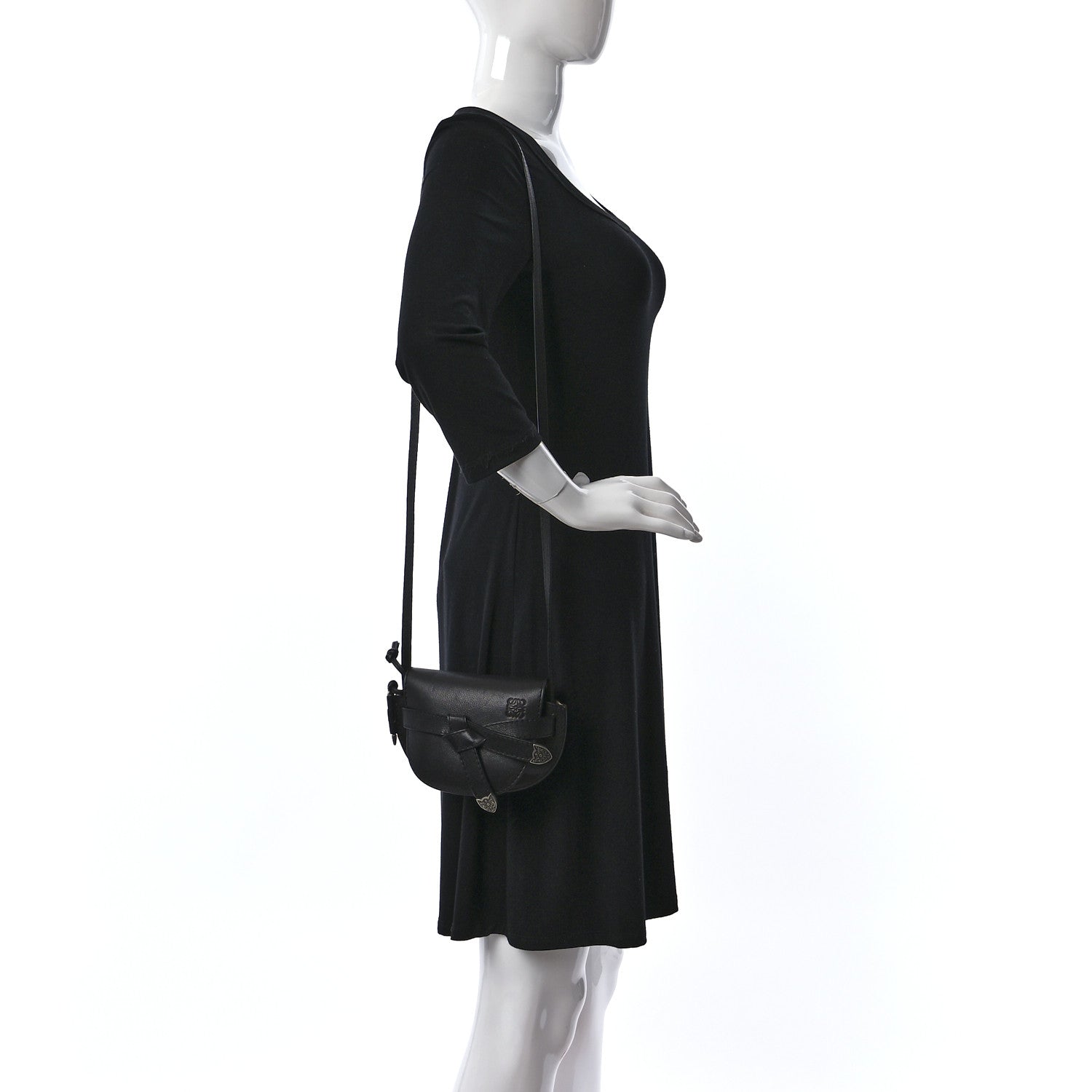 Loewe Grained Calfskin Mini Gate Western Crossbody Bag Black 3 of 10