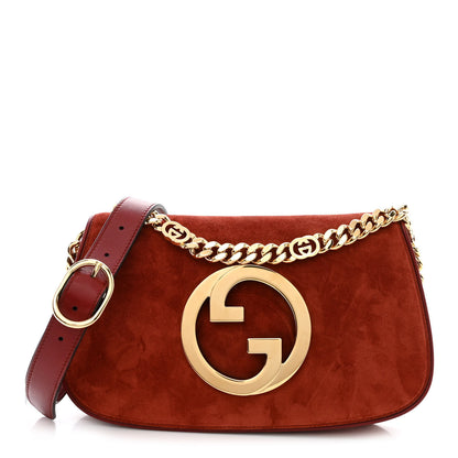 Gucci Suede Talco Roxy Calfskin Blondie Chain Shoulder Flap Bag Blondie Red 1 of 10