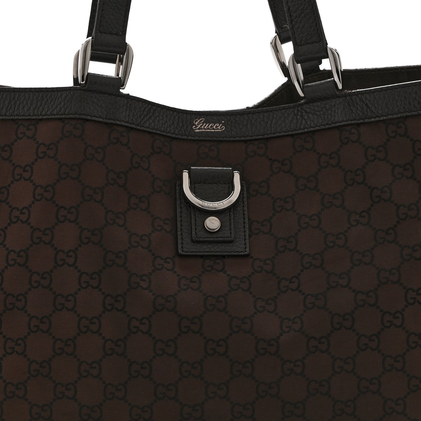 Nylon Monogram Large Abbey Tote Dark Brown