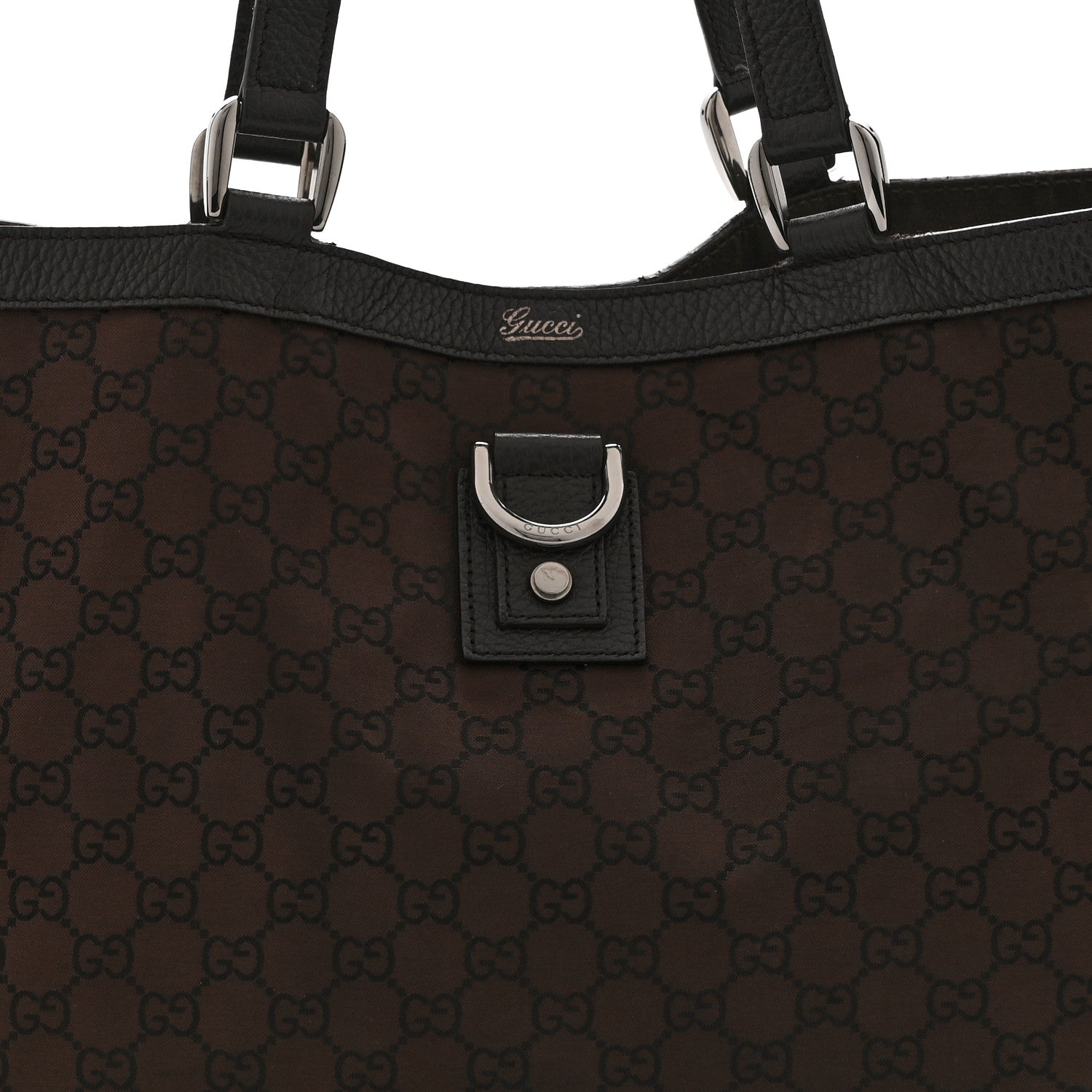 Gucci Nylon Monogram Large Abbey Tote Dark Brown 9 of 11