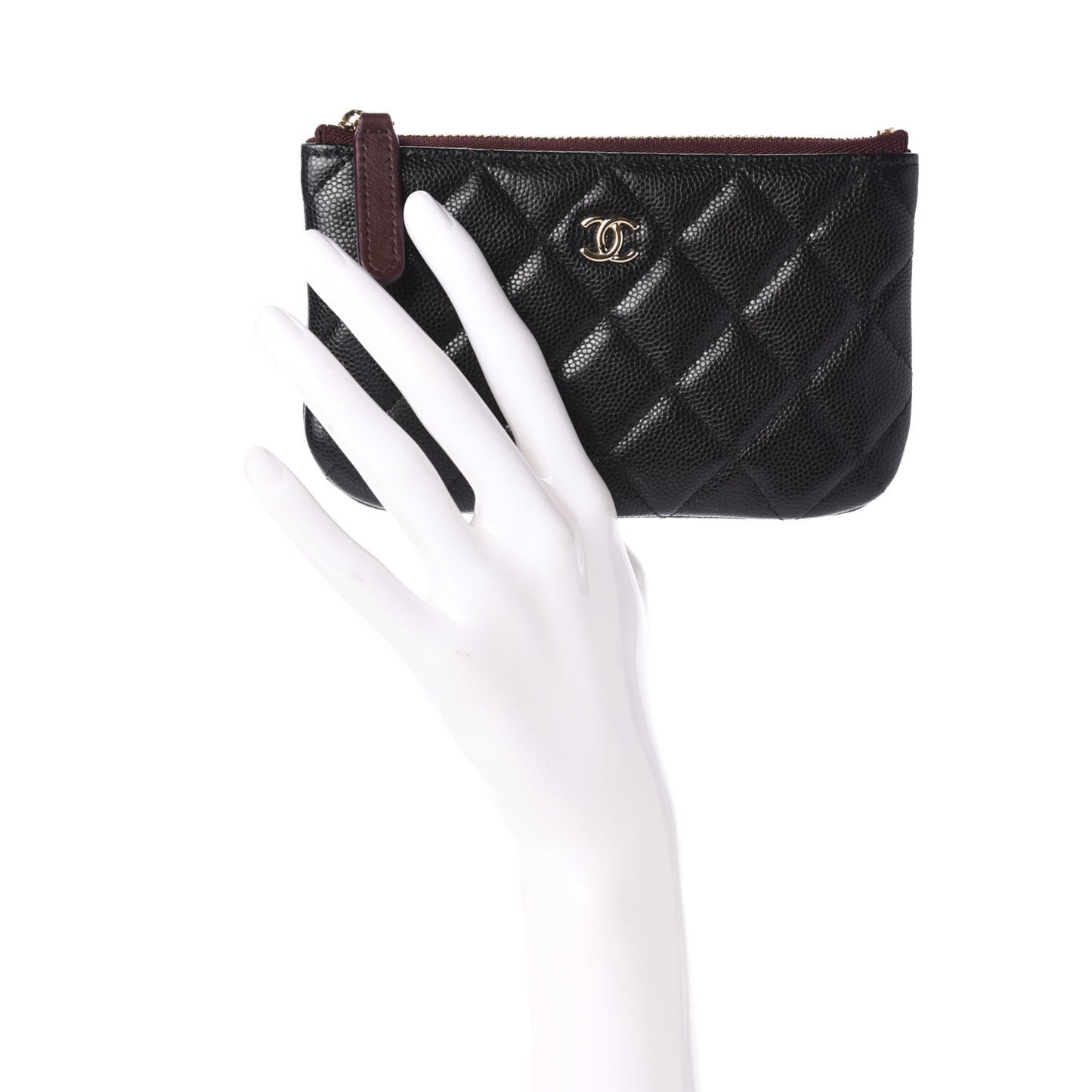 Caviar Quilted Small Cosmetic Case Black