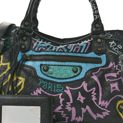 Balenciaga Agneau Graffiti All Over Classic Hardware City Black Multicolor 9 of 11